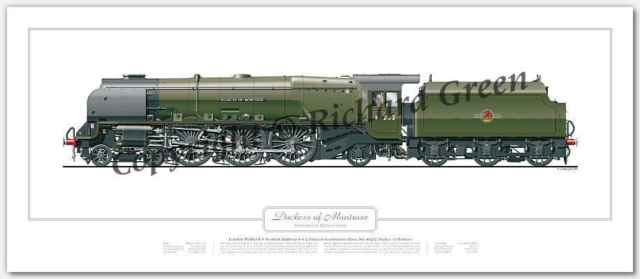 LMS Duchess Class No. 6232 Duchess of Montrose (W A Stanier) Steam Locomotive Print
