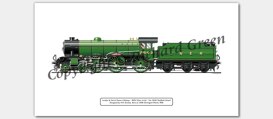 LNER B17/4 Footballer No 2849 (61649) Sheffield United (H. N. Gresley) Steam Locomotive Print