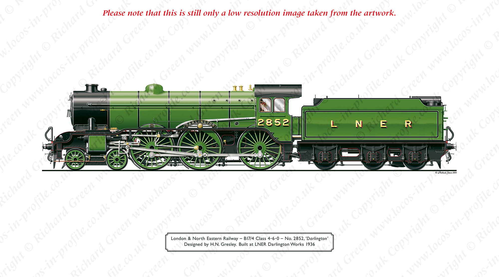 LNER B17/4 Footballer No 2852 (61652) Darlington (H. N. Gresley) Steam Locomotive Print