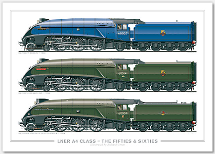 LNER A4 Class  The Fifties and Sixties. No. 4903 Peregrine 1942, No. 8 Dwight D. Eisenhower 1946, No. 60024 Kingfisher