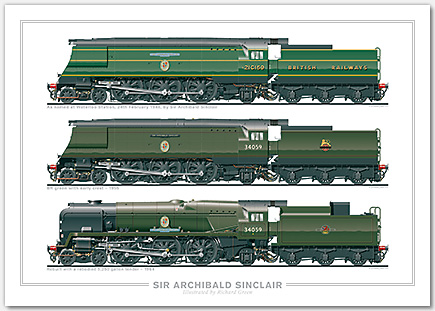 Sir Archibald Sinclair. Southern Railway Green, British Railways Green with Early Crest, Rebuilt with Rebodied 5,250 Gallon Tender