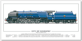 LMS Princess Coronation (Duchess) Class No. 46240 City of Coventry (W. A. Stanier) Steam Locomotive Print