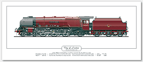 LMS Princess Coronation (Duchess) Class No. 46245 City of London (W. A. Stanier) Steam Locomotive Print