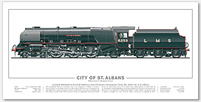 LMS Princess Coronation (Duchess) Class No. 6253 City of St Albans (W. A. Stanier) Steam Locomotive Print