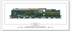 SR/BR Rebuilt West Country (Light Pacific) Class No. 34028 Eddystone (O. V. S. Bulleid/R. G. Jarvis) Steam Locomotive Print