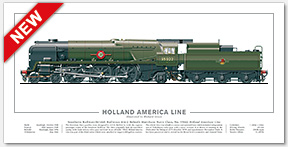 SR/BR Rebuilt Merchant Navy Class No. 35022 Holland America Line (O. V. S. Bulleid/R. G. Jarvis) Steam Locomotive Print