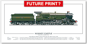 GWR Castle Class No. 5029 Nunney Castle (C. B Collett) Steam Locomotive Print