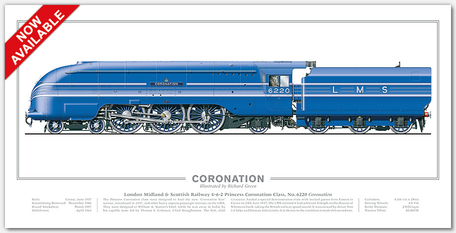 LMS Duchess No. 6220 Coronation (W A Stanier) Steam Locomotive Print