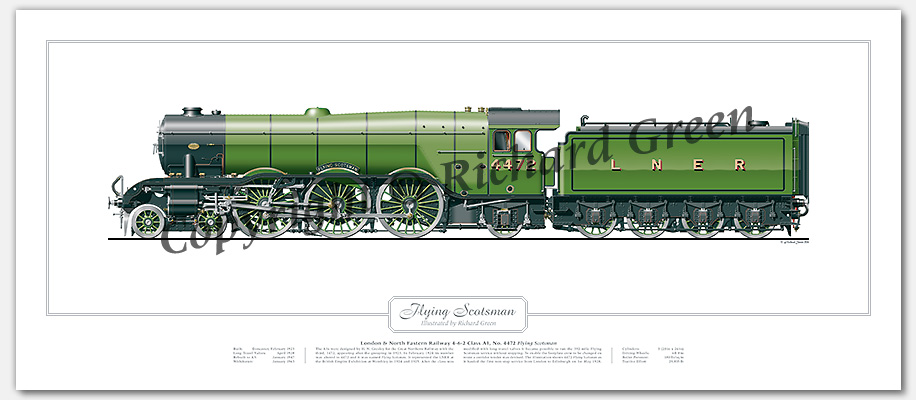 LNER A1 Class No. 4472 Flying Scotsman (H N Gresley) Steam Locomotive Print