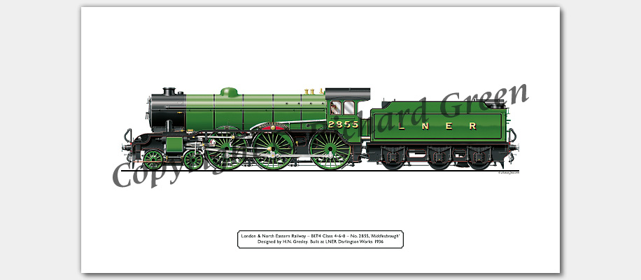 LNER B17/4 Footballer No 2855 (61655) Middlesbrough (H. N. Gresley) Steam Locomotive Print