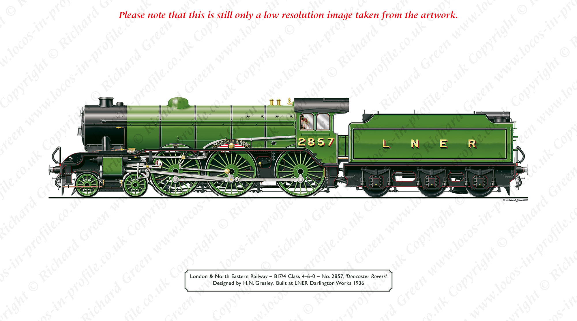 LNER B17/4 Footballer No 2857 (61657) Doncaster Rovers (H. N. Gresley) Steam Locomotive Print