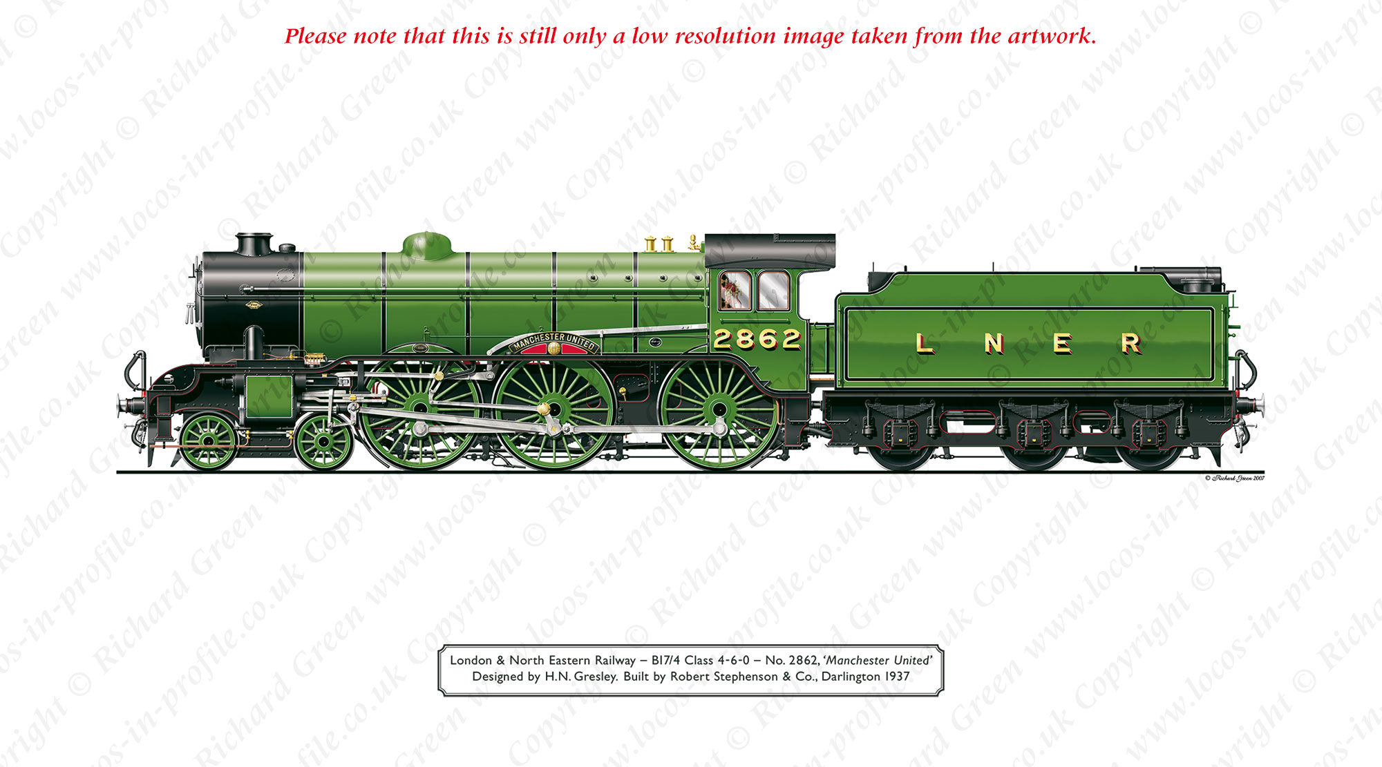 LNER B17/4 Footballer No 2862 (61662) Manchester United (H. N. Gresley) Steam Locomotive Print