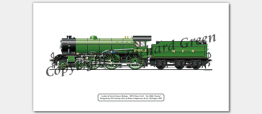LNER B17/4 Footballer No 2863 (61663) Everton (H. N. Gresley) Steam Locomotive Print
