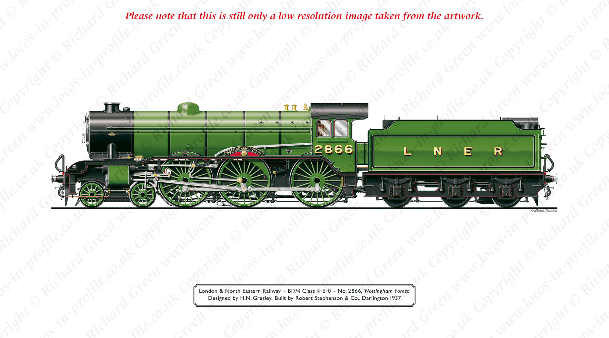 LNER B17/4 Footballer No 2866 (61666) Nottingham Forest (H. N. Gresley) Steam Locomotive Print