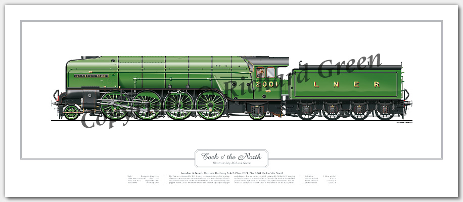 LNER P2 Class No. 2001 Cock o’ the North (H N Gresley) Steam Locomotive Print