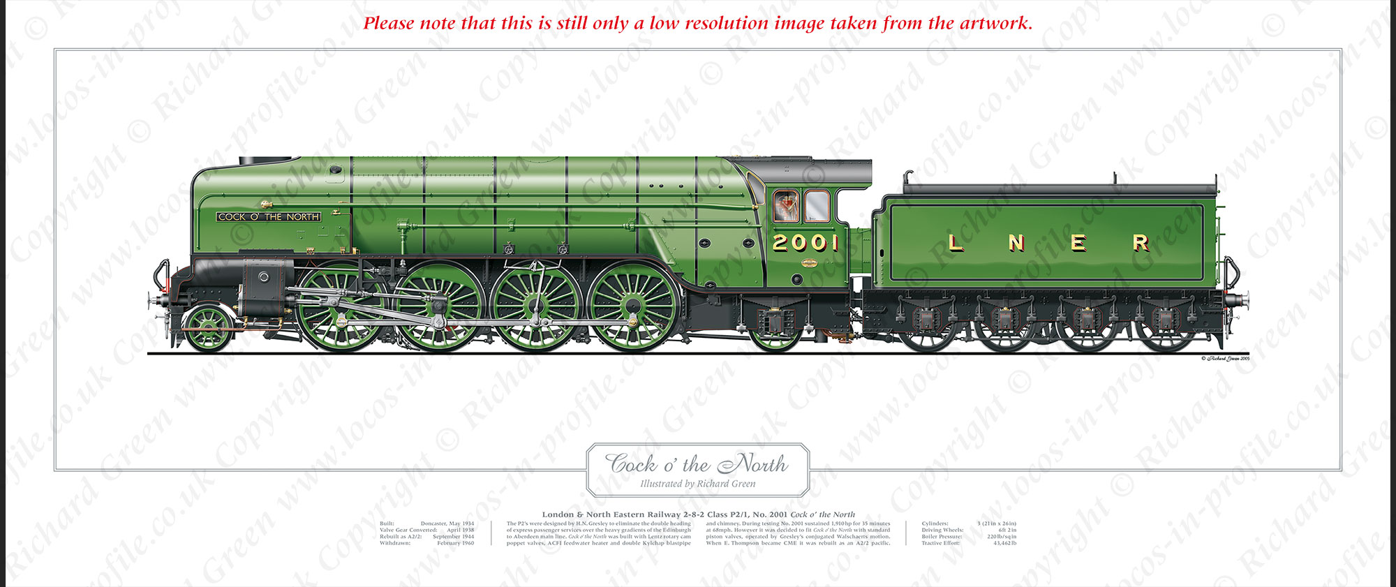 LNER P2 Class No. 2001 Cock o’ the North (H N Gresley) Steam Locomotive Print