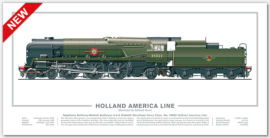 SR Merchant Navy Class No. 21C1 Channel Packet (O V S Bulleid) Steam Locomotive Print