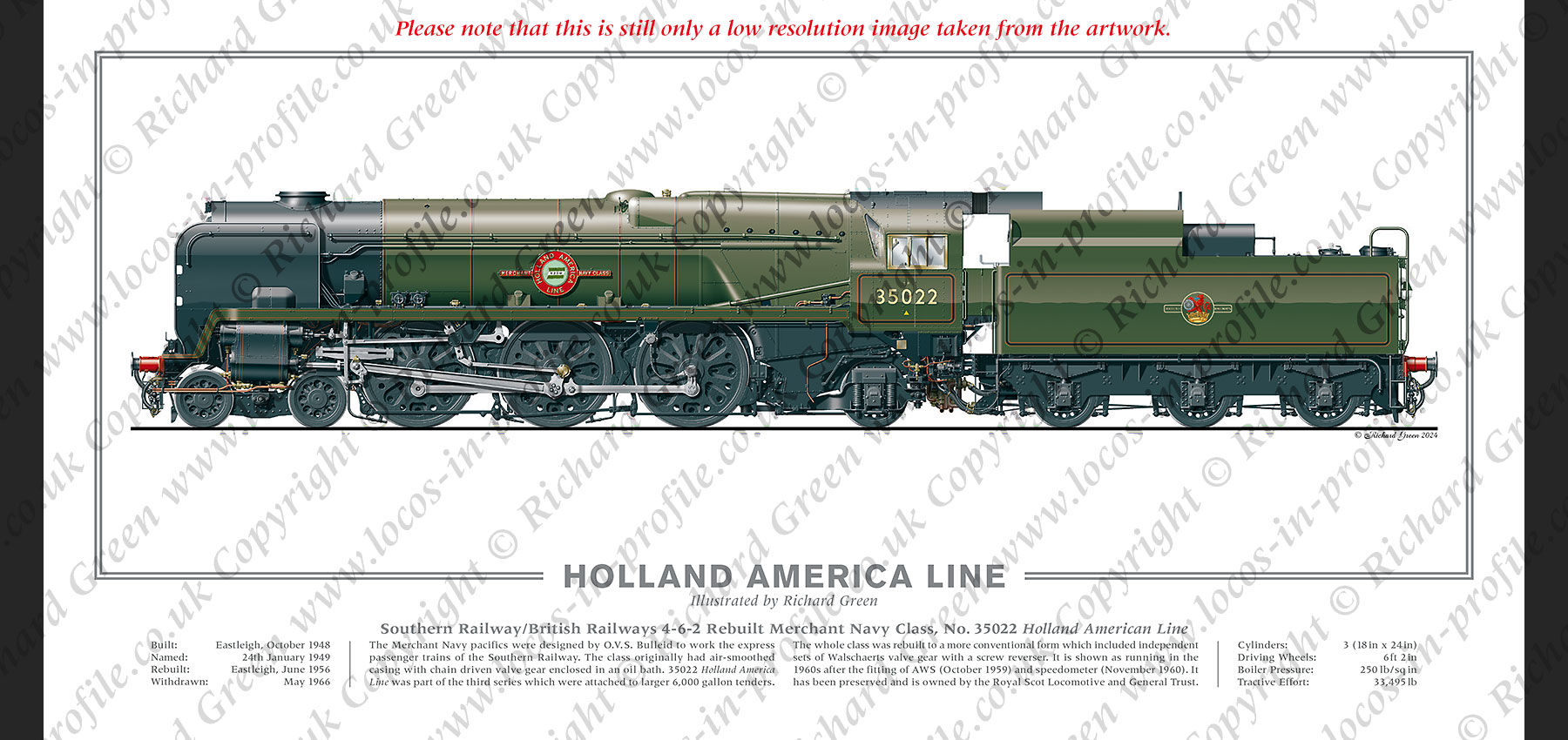 SR Merchant Navy Class No. 21C1 Channel Packet (O V S Bulleid) Steam Locomotive Print